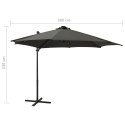 Parasol wiszący z lampkami LED i słupkiem, antracytowy, 300 cm