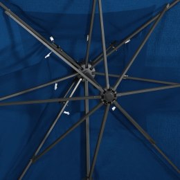 Parasol wiszący z podwójną czaszą, lazurowy, 250x250 cm
