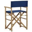 Składane krzesła reżyserskie 2 szt., niebieskie, bambus/tkanina