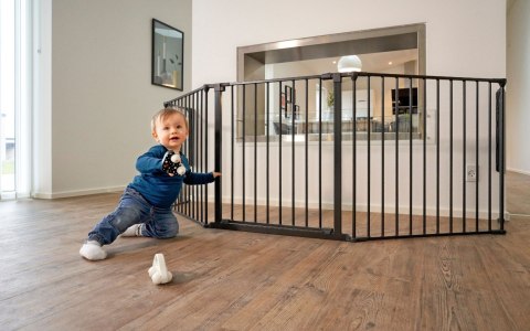 Bramka kojec barierka ochronna dla dzieci i zwierząt 5 paneli 60 cm metal czarny ECOTOYS