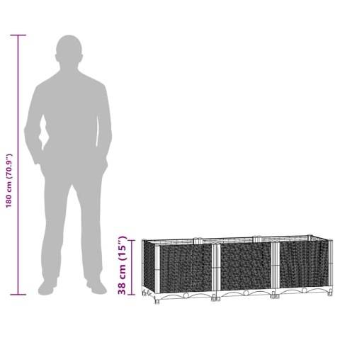 Donica do podwyższonej rabaty, 120x40x38 cm, polipropylen