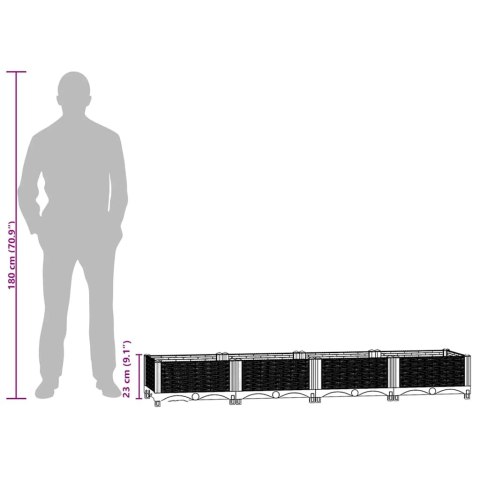 Donica do podwyższonej rabaty, 160x40x23 cm, polipropylen