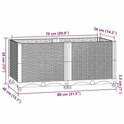 Donica do podwyższonej rabaty, 80x40x38 cm, polipropylen