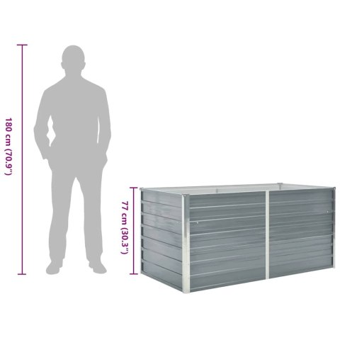 Donica ogrodowa, 160 x 80 x 77 cm, stal galwanizowana, szara