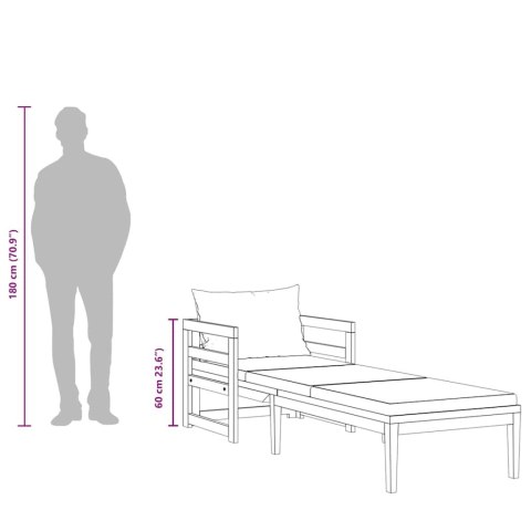 Leżak z poduszkami, ciemnoszary, lite drewno akacjowe