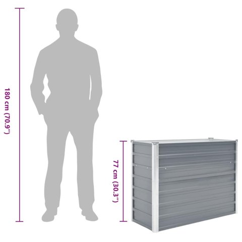 Podwyższona donica z galwanizowanej stali, 100x40x77 cm, szara
