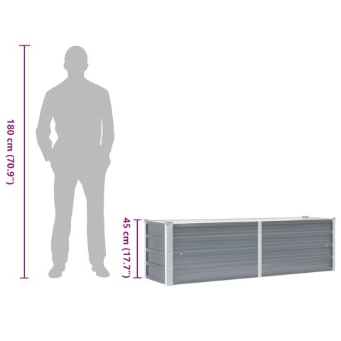 Podwyższona donica z galwanizowanej stali, 160x40x45 cm, szara