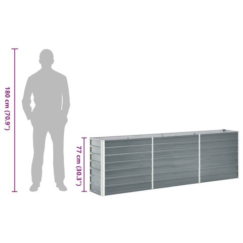 Podwyższona donica z galwanizowanej stali, 240x40x77 cm, szara