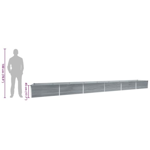 Podwyższona donica z galwanizowanej stali, 600x80x45 cm, szara