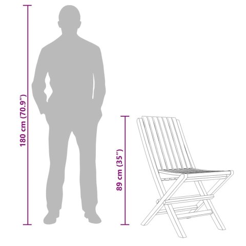 Składane krzesła ogrodowe, 2 szt., 47x47x89 cm, drewno tekowe