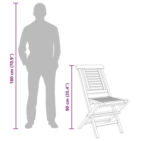 Składane krzesła ogrodowe, 2 szt., 47x63x90 cm, drewno tekowe