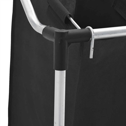 Sortownik na pranie z 3 pojemnikami, czarny, stalowy