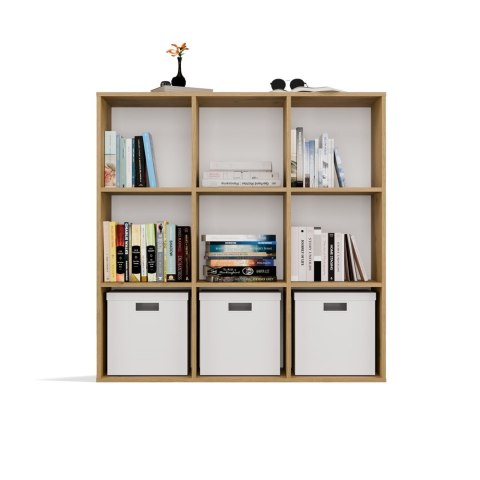 REGAŁ MALAX 3x3 H DĄB ARTISAN ZABUDOWANY TYŁ HDF PÓŁKI 110x110 CM