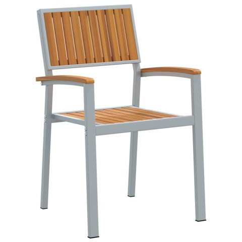 Zestaw do jedzenia w ogrodzie 5 elementów Szary aluminium i lite drewno akacjowe