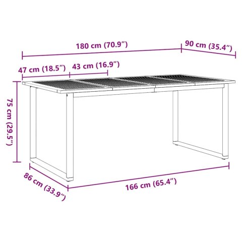 Zestaw do jedzenia w ogrodzie 5 elementów Szary aluminium i lite drewno akacjowe
