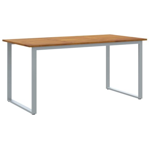 Zestaw obiadowy do ogrodu 7-częściowy szary stal i lite drewno akacjowe