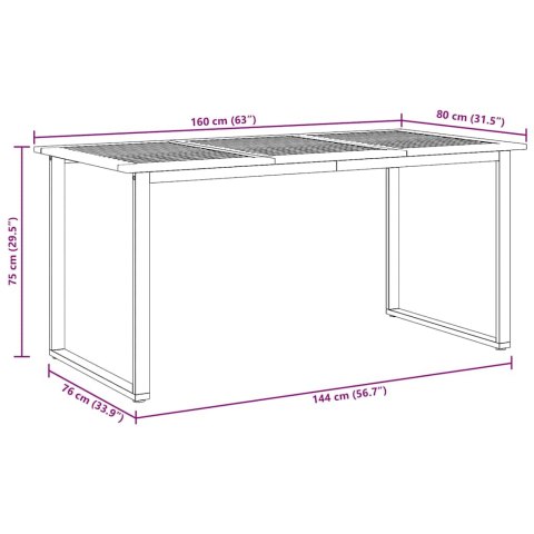 Zestaw obiadowy do ogrodu 7-częściowy szary stal i lite drewno akacjowe