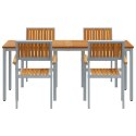 5-częściowy zestaw jadalniany do ogrodu z litego drewna akacjowego i metalu