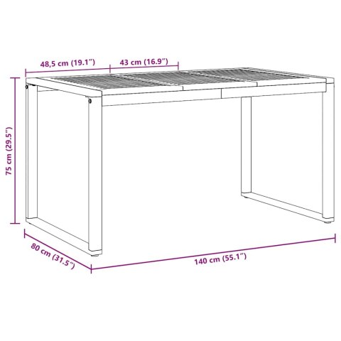 7-częściowy zestaw jadalniany do ogrodu z drewna akacjowego i metalu