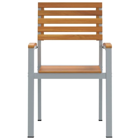 Stohowane Krzesła Ogrodowe 6 sztuki z Drewna Akacjowego i Metalu
