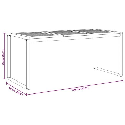 Zestaw jadalniany ogrodowy 7 elementów z drewna akacjowego i metalu