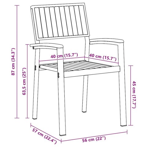 Zestaw jadalny do ogrodu z 7 elementów z drewna akacjowego i metalu