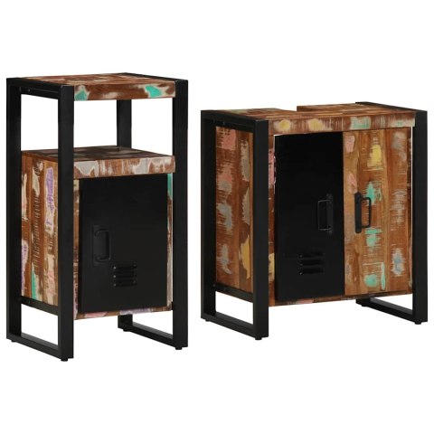 Zestaw mebli łazienkowych 2 pcs Brązowy lite drewno z odzysku