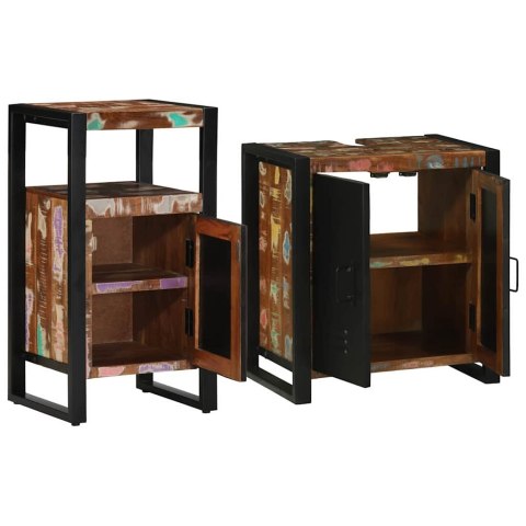 Zestaw mebli łazienkowych 2 pcs Brązowy lite drewno z odzysku