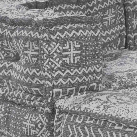 Jasnoszara modułowa pufa , która przeistacza się w sofę dla 4 osób