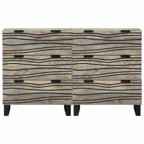 Komody 2 pcs Biały 60 x 33,5 x 75 cm Lite, surowe drewno mango