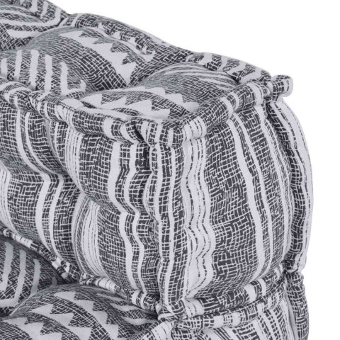 Modułowa sofa pouffe dla 4 osób, która zamienia się w jasnoszaro tkaninową kanapę