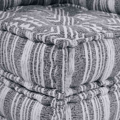 Modułowa sofa pouffe dla 4 osób, która zamienia się w jasnoszaro tkaninową kanapę