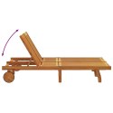 Podwójny leżak na kółkach z poduszką z akacji