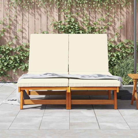 Podwójny leżak na kółkach z poduszką z drewna akacjowego