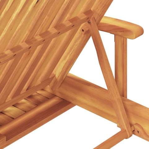 Leżaki 2 szt. z poduszkami i stolikiem Taupe Lite drewno akacjowe