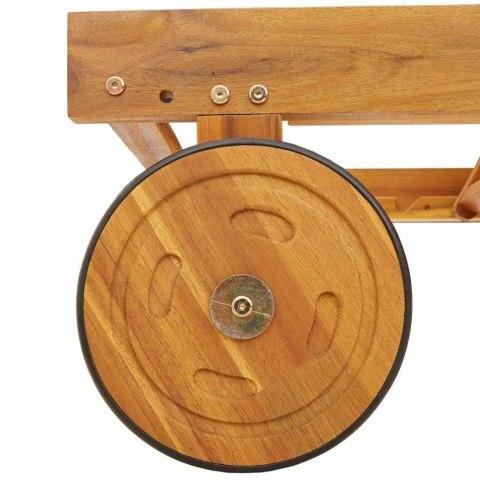 Podwójny Leżak z Kółkami i Poduszką Akacjową