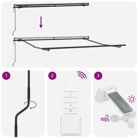 Markiza automatyczna w kolorze żółtym i pomarańczowym, 300 x 250 cm