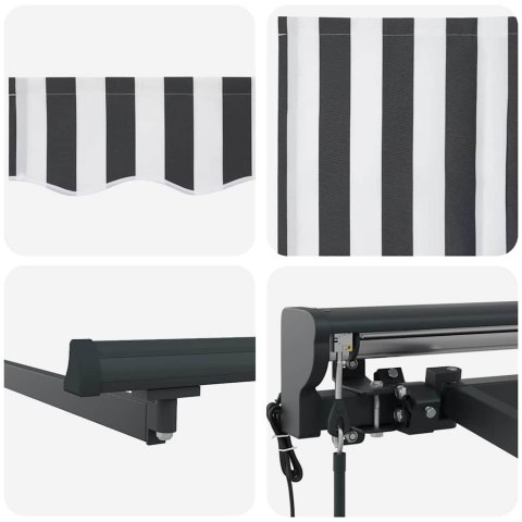 Markiza zwijana Antracytowy i biały 300x250 cm Tkanina i Metal