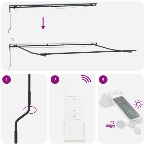 Automatyczna chowana markiza z LED w żółtym i pomarańczowym 500x300 cm