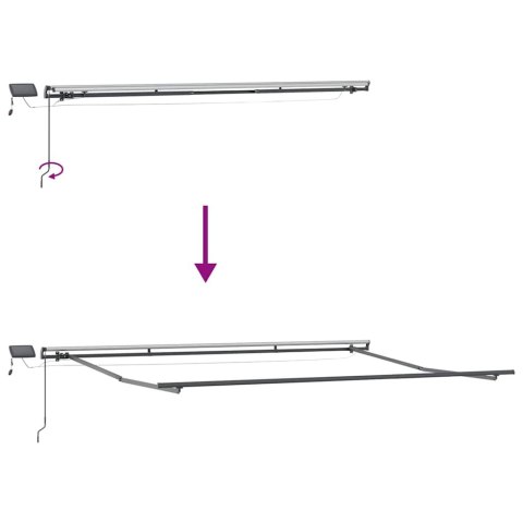 Ręczna markiza chowana z LED w żółtym i pomarańczowym 500x300 cm