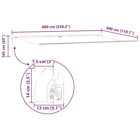 Automatyczna roleta zwijana pomarańczowa i brązowa 600 x 300 cm