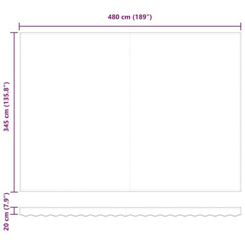 Ręczna Markiza Chowana z LED w Wielokolorowe Paski 500x350 cm