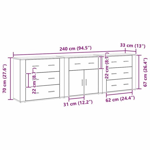 Szafki 3 szt. Czarna Dębina Drewno drewnopochodne