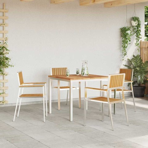 5-elementowy zestaw do jadalni w ogrodzie z solidnego drewna tekowego