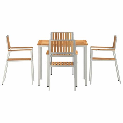 5-elementowy zestaw do jadalni w ogrodzie z solidnego drewna tekowego