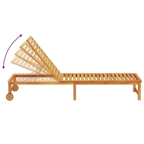 Leżak słoneczny z stolikiem z litego drewna akacjowego