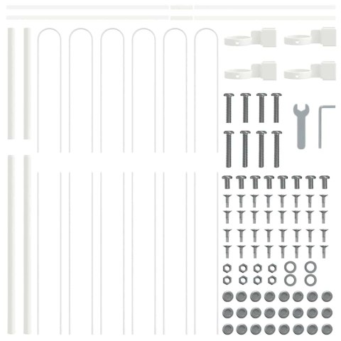 Biała Płot Ogrodowy z Łukiem Górnym - 8,5x1,5 m, Stal