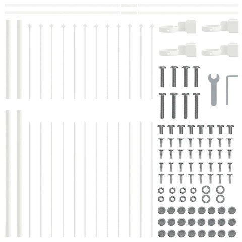 Biały Płot Ogrodowy z Szczytem - 10,2 x 1,5 m - Stalowy