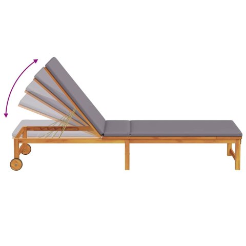 Leżaki 2 szt. z poduszkami z litego drewna akacjowego