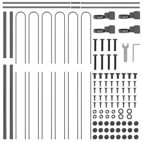 Ogrodzenie z łukowym szczytem, szare 11,9x1,5 m stalowe
